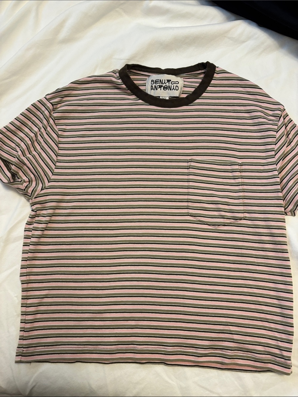 Bad Bunny x ZARA Pink & Black Striped Pocket T-Shirt